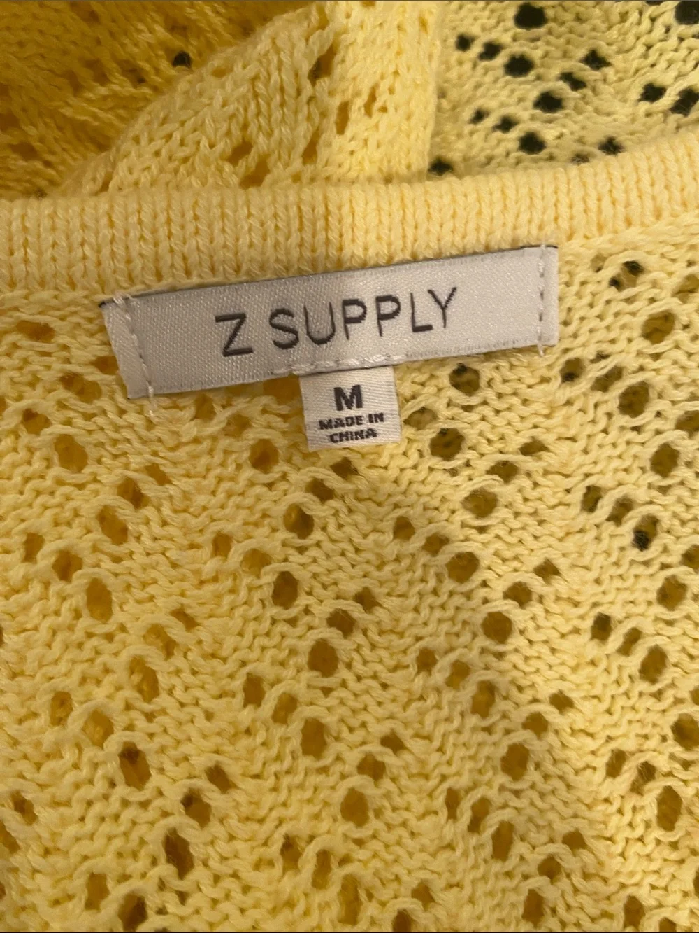 Z Supply Pale Yellow Open-Knit Cropped Cardigan and shell set